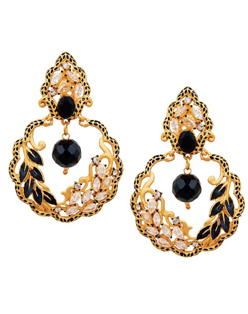 Lootkabazaar Antique Gold Plated Traditional Leaf Chandbali Earring For Women (JEGCB81802)